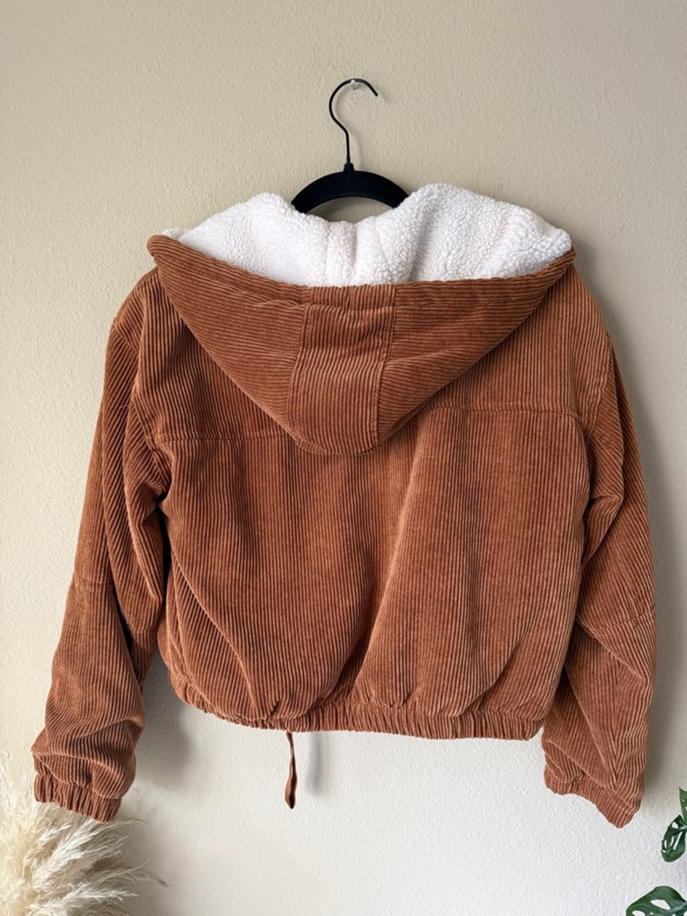 Ashley By 26 International Tan Brown Corduroy Bomber Jacket Zip Up Teddy Lining - Picture 5 of 5